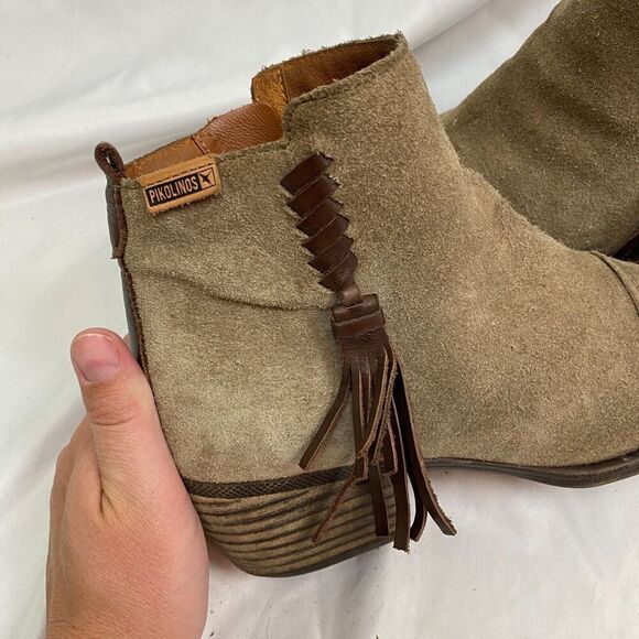 Womens Pikolinos Baqueria Tan Suede Braided Fringe Ankle Boots Size EU 38 - Picture 5 of 12